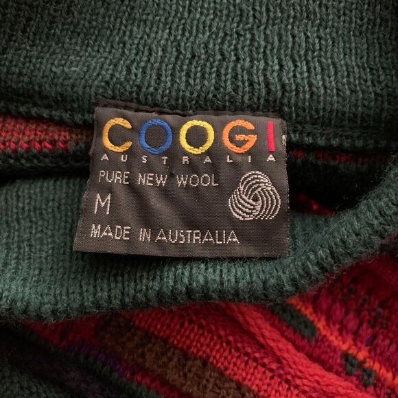 Coogi Australia 3D Knit Sweater Men's M Mock High Neck Green Orange Red Brown - Picture 7 of 8